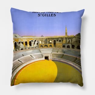 Vintage Travel Poster Nimes France Pillow