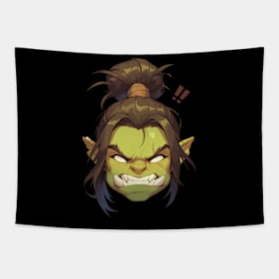 Chibi Female Orc Face Tapestry