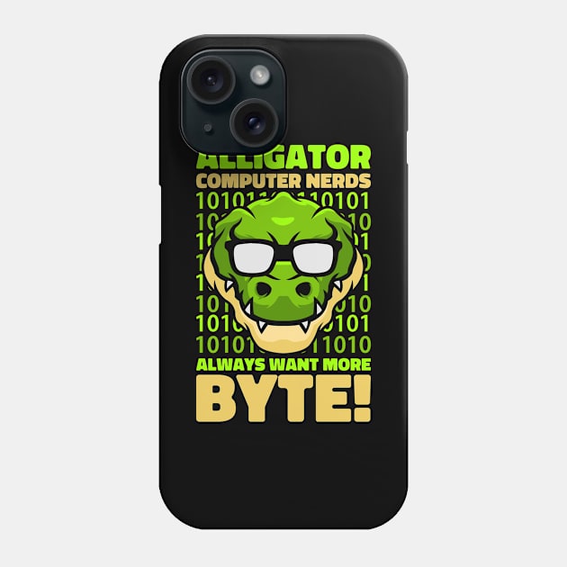 Funny Alligator Lover and Computer Nerd Kids Crocodile Phone Case by Riffize