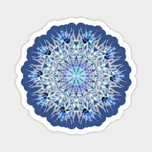 blue grey white ice flake mandala Magnet