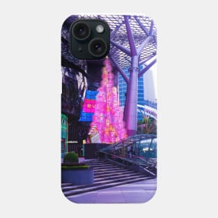 Street Christmas tree decoration in pink neon lights Phone Case