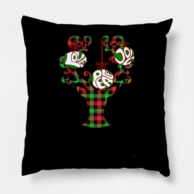 Cool Christmas Deer Peace Love & Joy Pillow by EmilyCharlotty