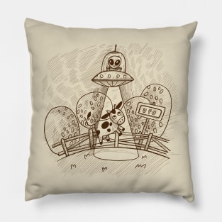 UFO Cow Outline Art Pillow