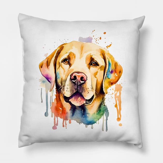 Adorable Watercolor Labrador Retriever Pillow by Doodle and Things