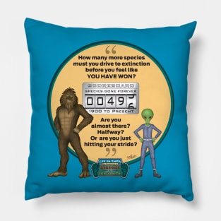 Bigfoot & Little Green Man Track Extinction Pillow