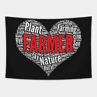 Farmer Heart Shape Farming Tractor print Tapestry