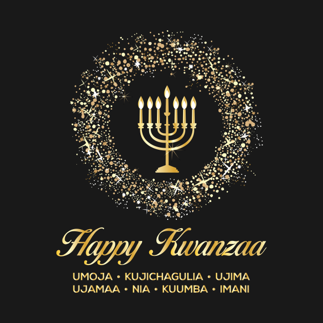 Happy Kwanzaa, Cultural Celebration. Holiday candles in a ring of stars by Muse