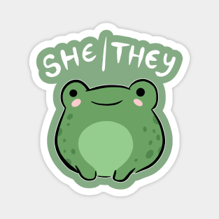 She/They Pronoun Frog: A Cute Ode to Nonbinary and Genderqueer Pride - A Kawaii Journey into the World of Neopronouns Magnet