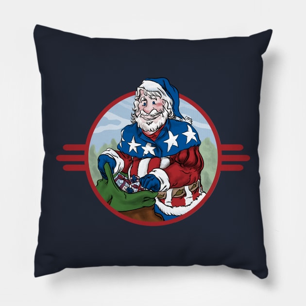 Patriotic Santa Pillow by mannycartoon