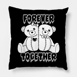 Forever Together Stuffed Animal Bear Couple Sewn Stitches Pillow