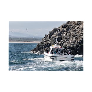 Serenity III Farne Islands tour boat moves near a Guillemot colony T-Shirt