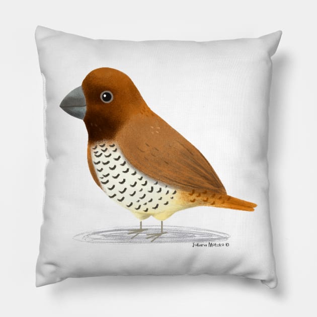 Spice Finch Bird Pillow by julianamotzko