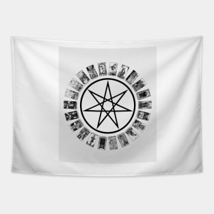 Fairy Star & Tarot Circle Black and white Tapestry