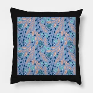 Blue & Pink Plant Pattern Pillow