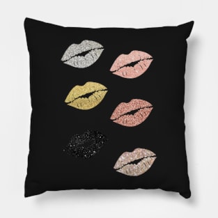 Metallic Faux Glitter Lips Pack Pillow