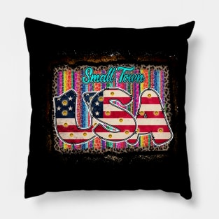 Small Town USA Patriotic 4th of July Pillow