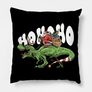 Santa rode t-rex Pillow