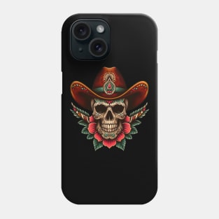 skull and cowboy hat tattoo Phone Case