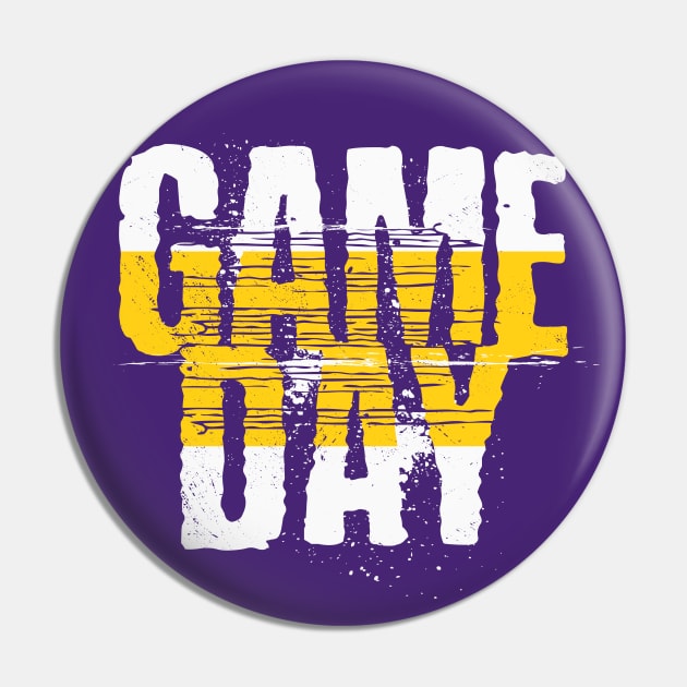 Purple and Gold Gameday // Grunge Vintage Football Gameday Pin by SLAG_Creative