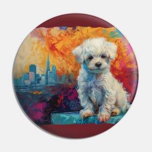 Maltese Puppy in San Francisco Pin