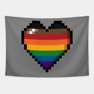 Inclusive Rainbow Pixel Heart Tapestry