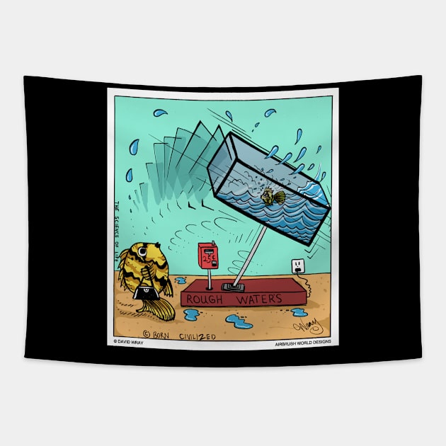 Rough Waters Fish Ride Funny Fishing Novelty Gift Tapestry by Airbrush World