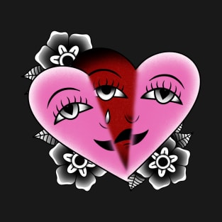 Traditional Tattoo Crying Heart Mask T-Shirt