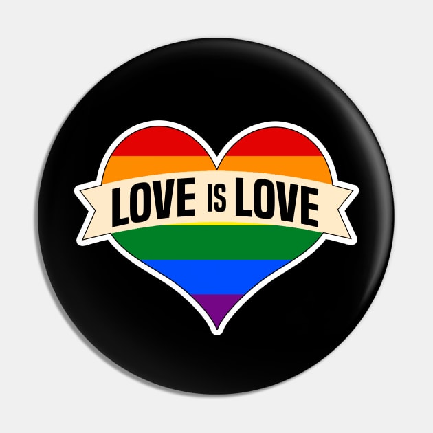 Love is Love Heart Gay Pride Rainbow Pin by MilotheCorgi