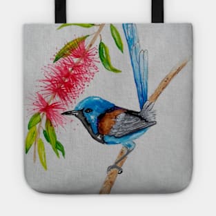 Beautiful Blue Wren - bird art - painting Tote