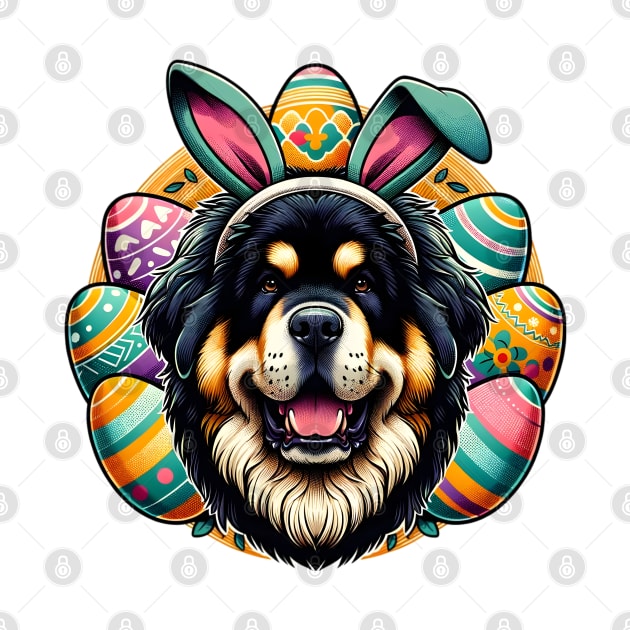 Tibetan Mastiff Celebrates Easter with Bunny Ears by ArtRUs