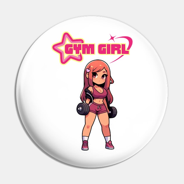 Dumbbell Babe Gym Girl | Japanese Anime Illustration Pin by PawaPotto