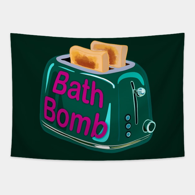 Retro inscription "Bath bomb" Tapestry by shikita_a