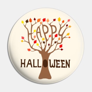 Happy Halloween Fall Tree Pin