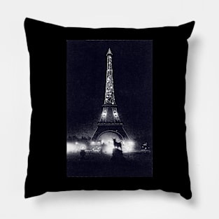 1930 Eiffel Tower at Night Paris Pillow