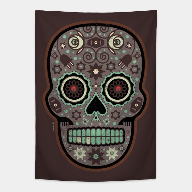 Codicia por vida Mexican Sugar Skull Tapestry by DanielLiamGill