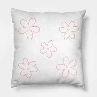 Minimal Abstract Flowers - White with Blush pink border Pillow