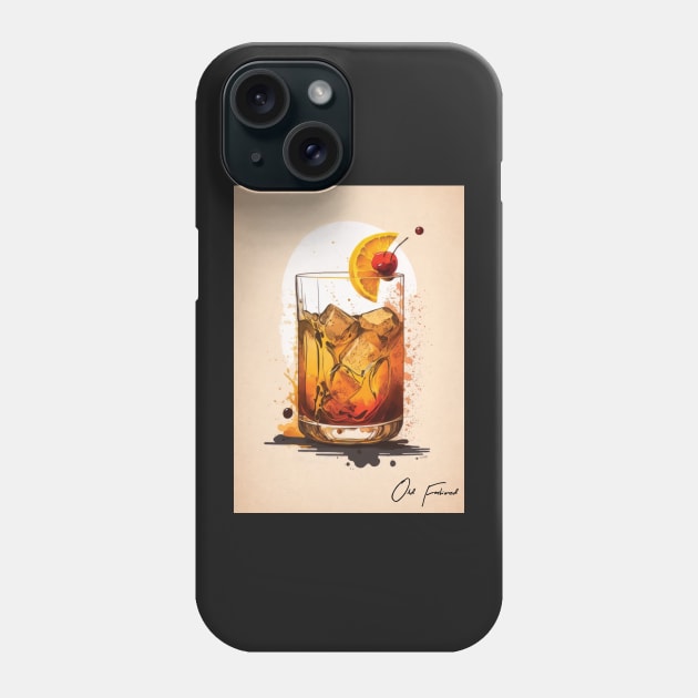 Vintage Vibes: The Old Fashioned Cocktail in Rustic Sketch Phone Case by Focused Instability