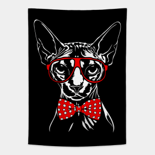 Canadian Sphynx cat with glasses Tapestry