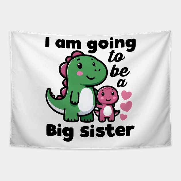 I'm Going To Be a Big Sister Dinosaur Tapestry by DetourShirts