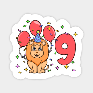 I am 9 with lion - kids birthday 9 years old Magnet