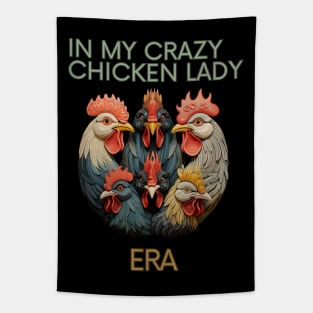 Quirky Retro In My Crazy Chicken Lady Era | Vintage Poultry Lover Art Tapestry