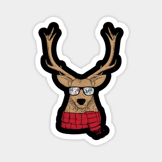 Awesome Christmas Reindeer with Cool Glasses Magnet by theperfectpresents