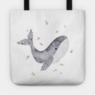 Flower whale Tote