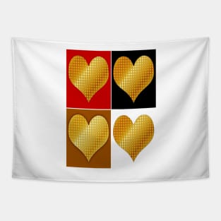 Golden Hearts-Collages Tapestry