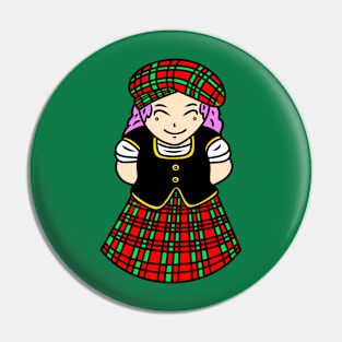 Chibi Scottish girl Pin