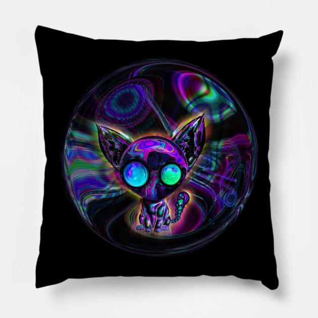 Bubble Tech Kitty Pillow by Pebbles Joy Designs