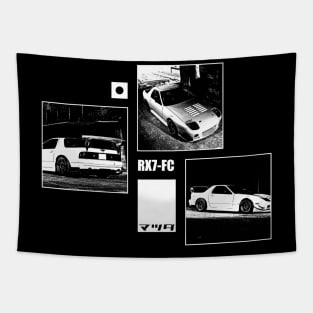 MAZDA RX-7 FC Black 'N White Archive (Black Version) Tapestry