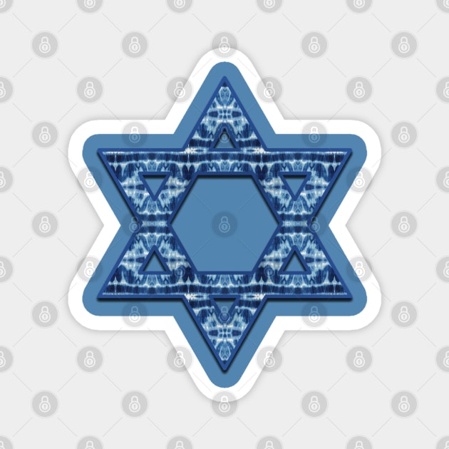 Tie Dye Blues Twos Star of David Magnet by Nina May Design Studio