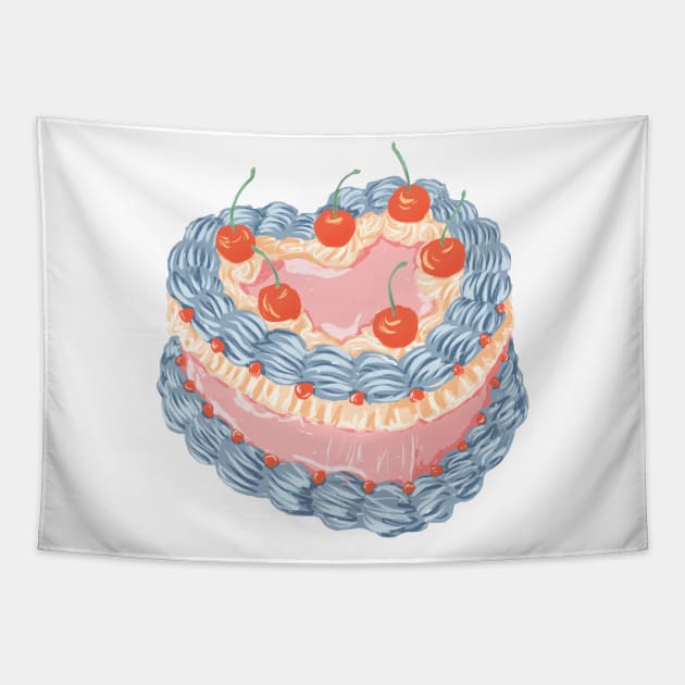 Vintage Cherry Buttercream Cake Tapestry by gnomeapple