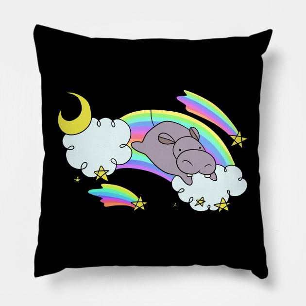 Rainbow Cloud Shooting Star Hippo Pillow by saradaboru